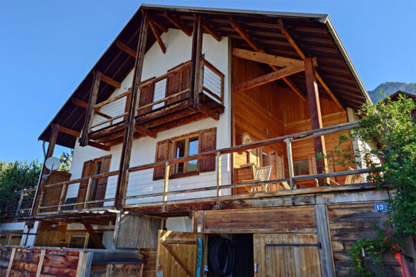 The Bike Alp chalet at dusk