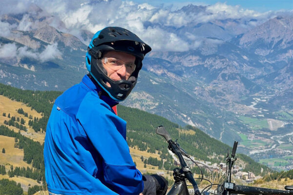 Elliot at the top of the L'homme de Pierre at Risoul