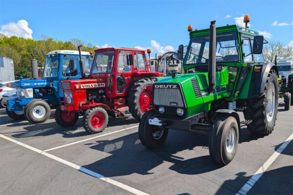 A line up of vintage tractors in the Netherlands