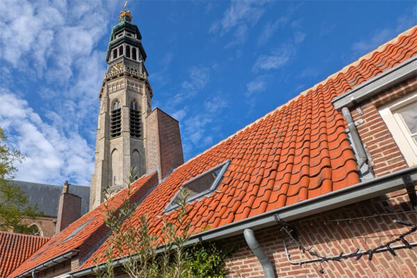 View of Nieuwe Kirke tower from Jell's cafe
