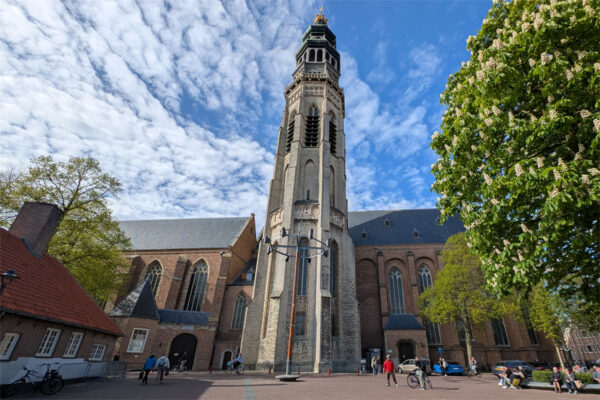 The Nieuwe Kirke clocktower on the market square in Middelburg