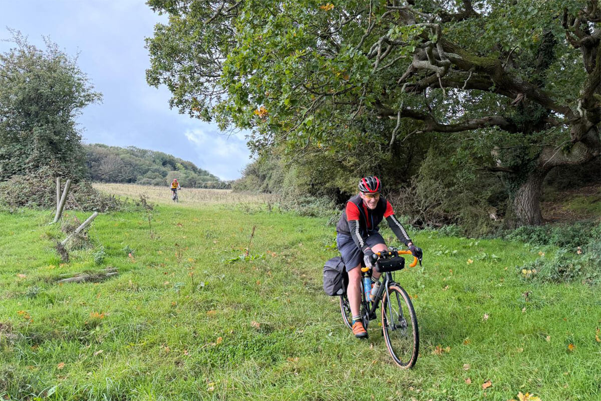 Mark off-road on his gravel bike