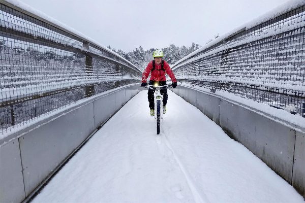 Mark in the snow at Wisley