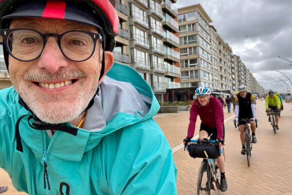 Riding along the seafront at Middelkerke