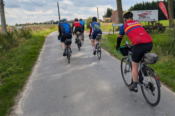 Moles riding on quiet Belgium roads near Ypres