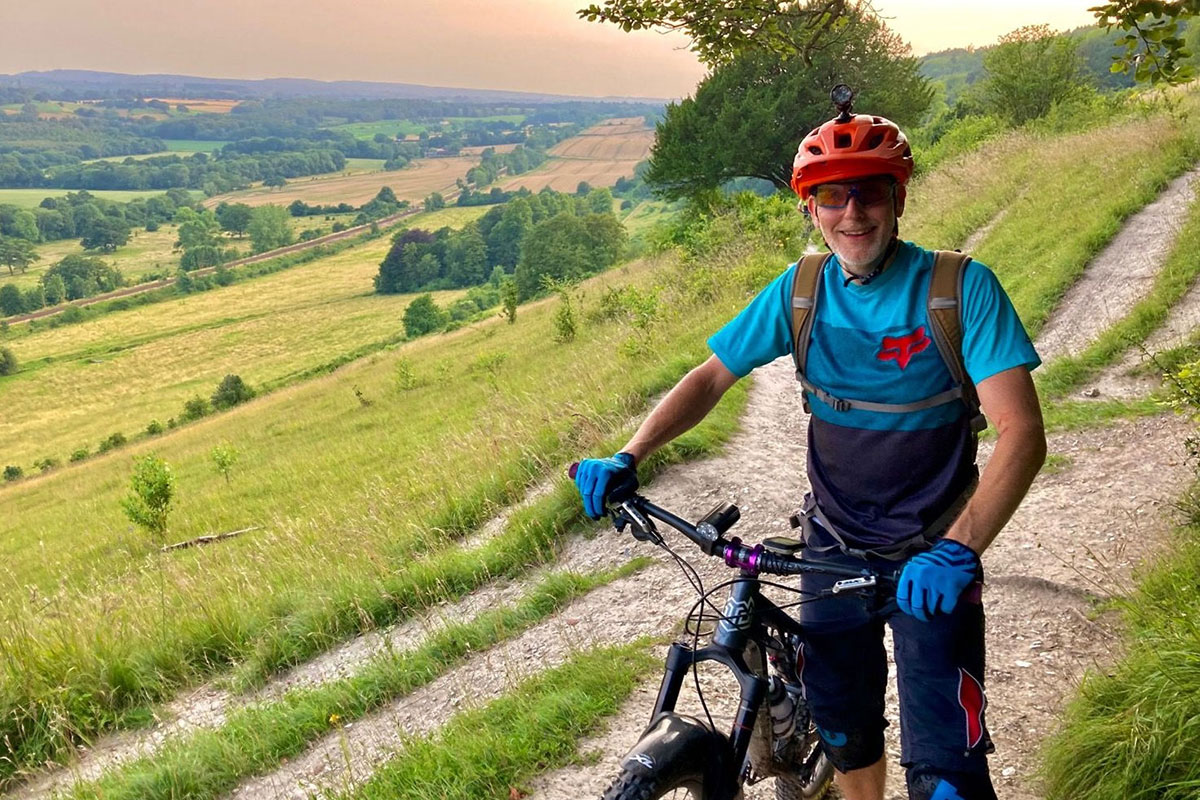 Matt on the cheeky goat track at Ranmore