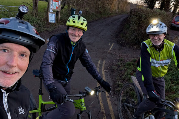 Mark, Lloyd and Matt get ready for a Friday night MTB ride